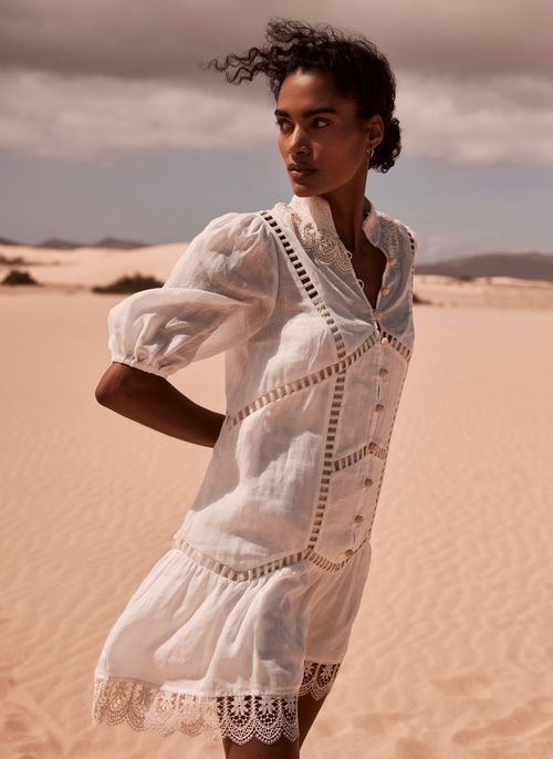 White Embroidered Mini Dress