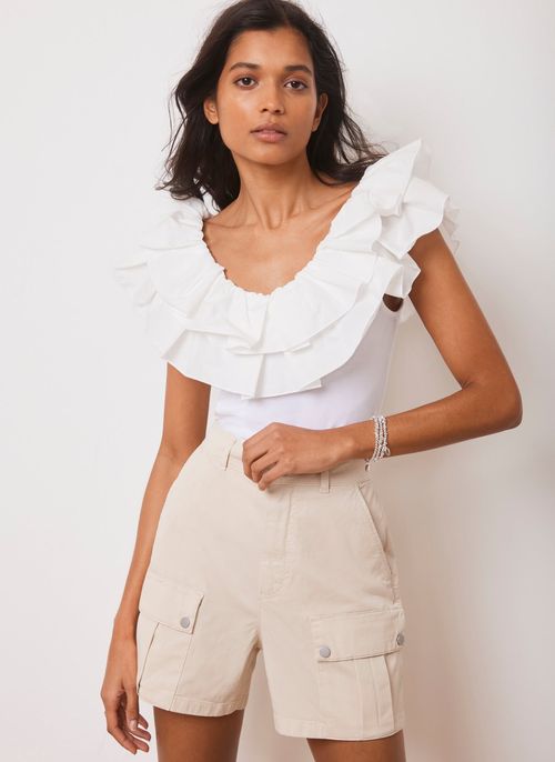 White Ruffle Vest Top