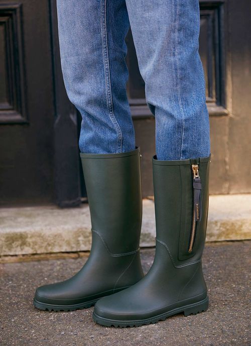 April Khaki Zip Wellies