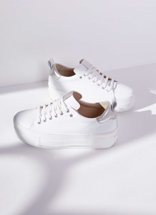 Belle White Platform Trainers