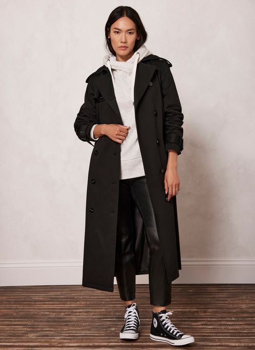 Black Buttoned Trench Coat