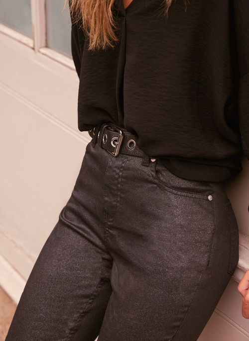 Black Eyelet Leather Belt