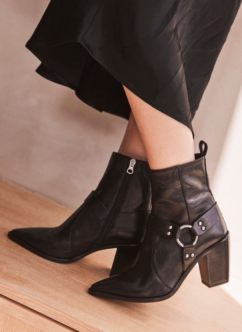 Black Leather Cowboy Boots