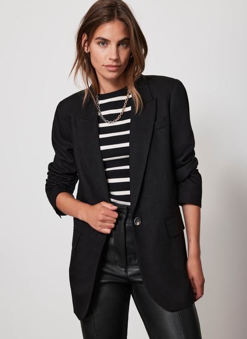 Black Linen Blend Blazer