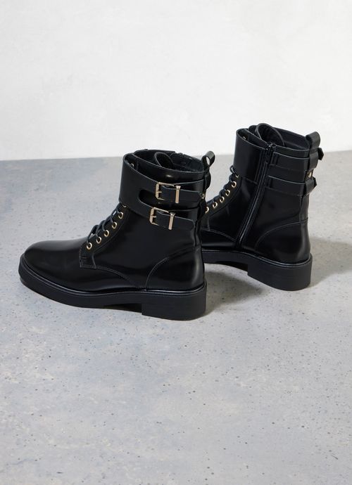 Black Patent Biker Boots