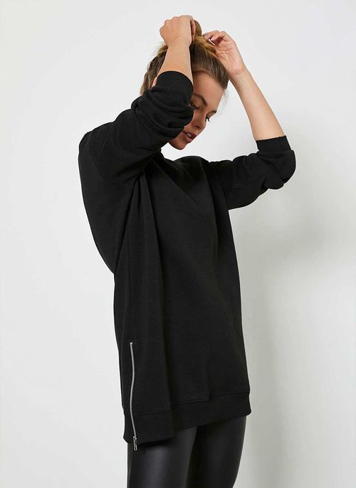 Black Zip Long Sweatshirt