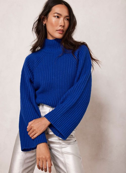 Blue Button Back Jumper