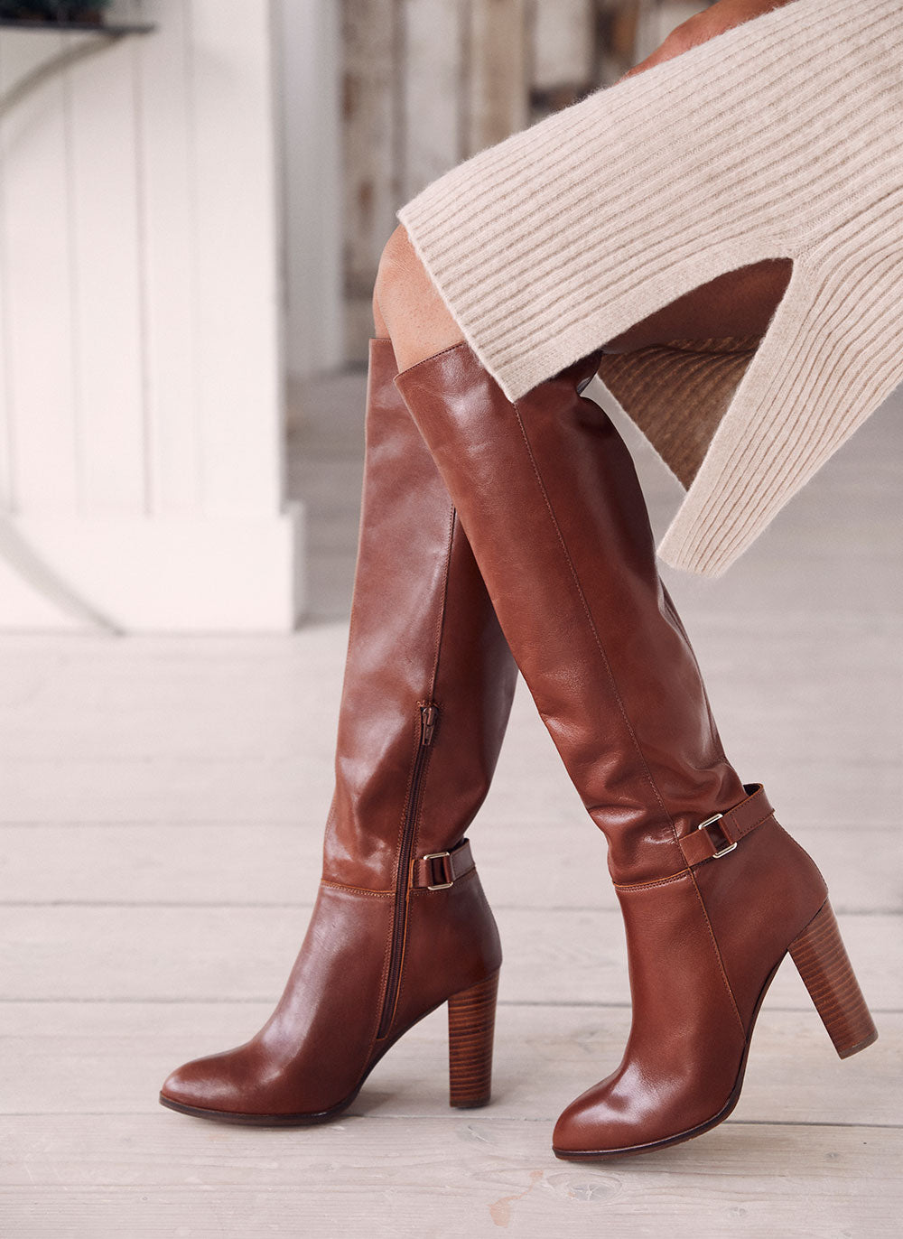 Tan long boots on sale