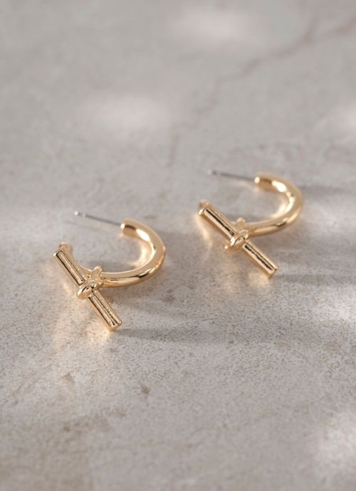 Gold Tone T-Bar Earrings