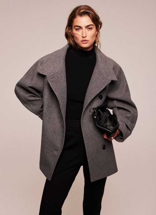 Grey Funnel Neck Coat