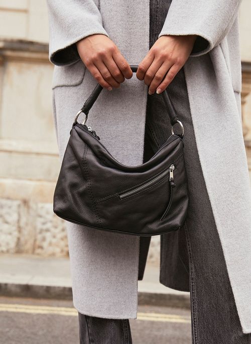 Black Leather Stitched Bag