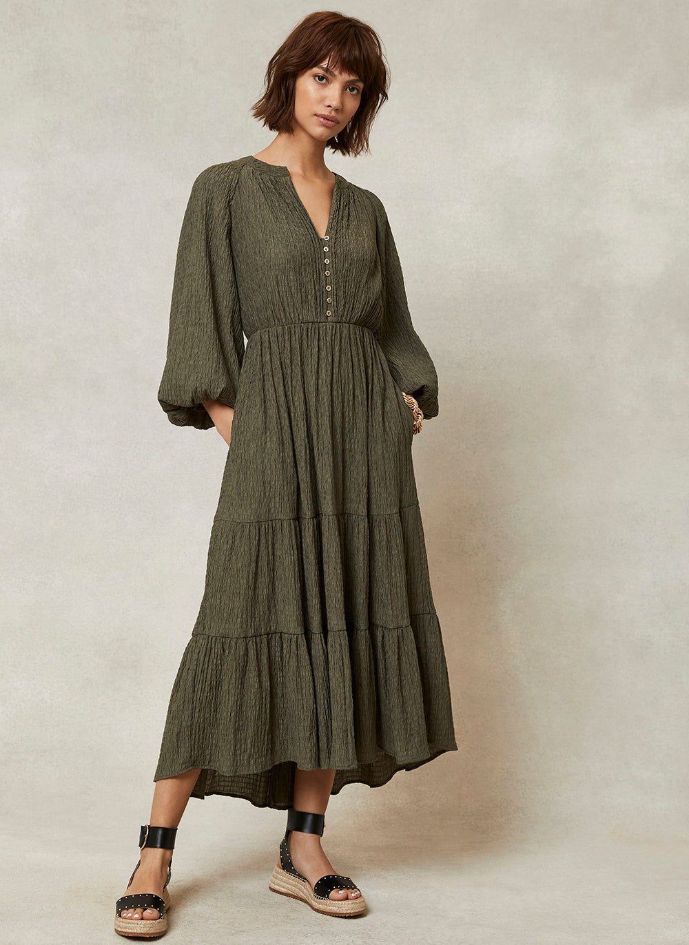 Mint velvet khaki dress sales