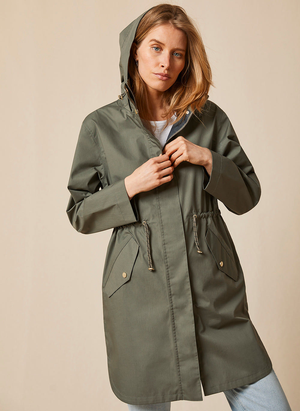 Mint velvet green parka top