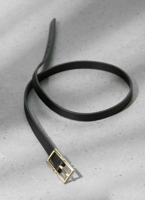 Black Leather Skinny Belt