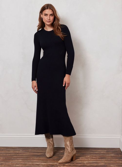 Navy Twist Midi Dress