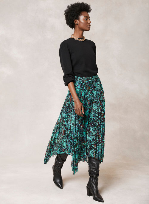 Rebecca Print Pleat Maxi Skirt