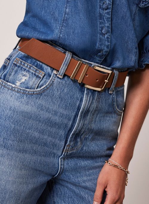 Tan Leather Square Belt