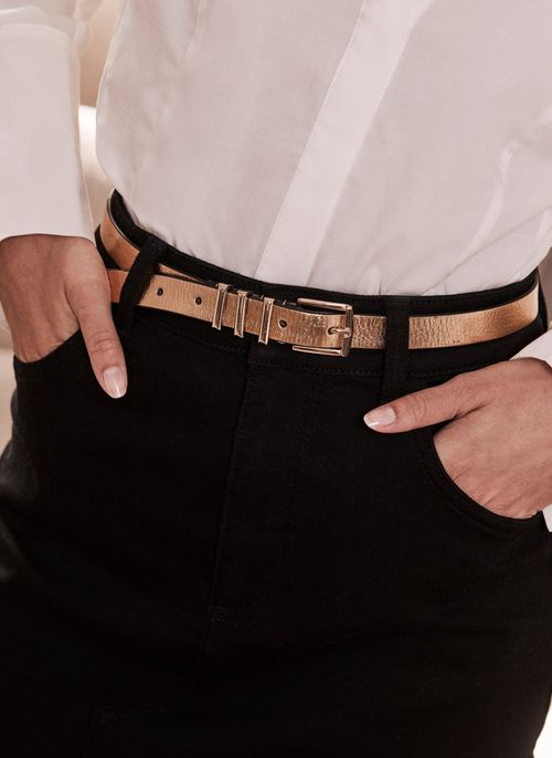 Gold Leather Skinny Buckle...