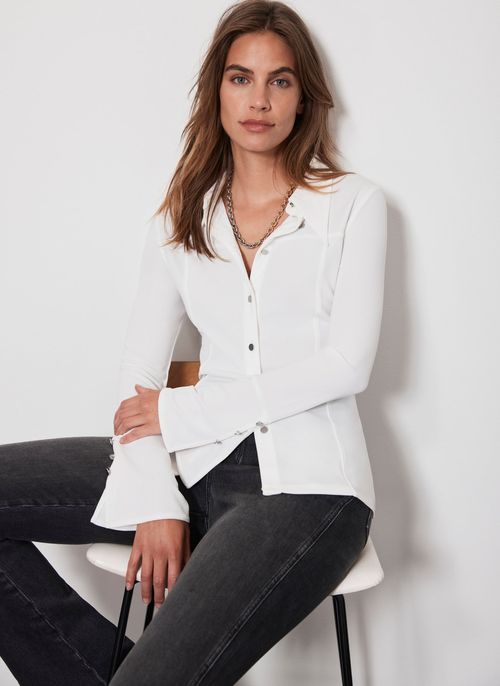 White Seam Detail Shirt