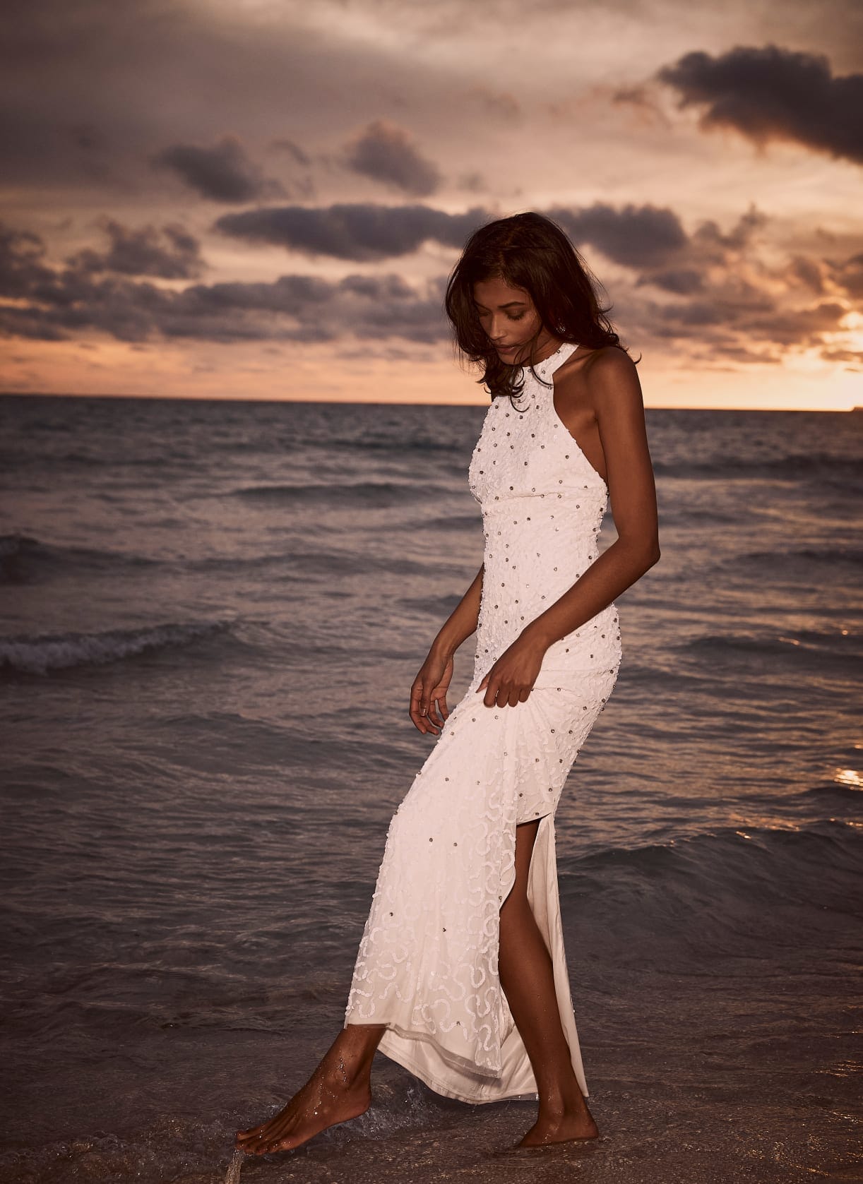 Mint Velvet White Sequin Halter Neck Dress White Compare