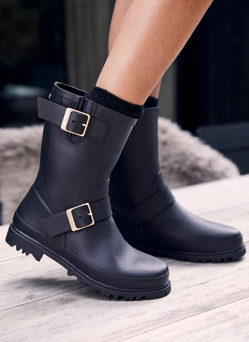 Wynter Black Short Wellies