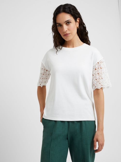 Crochet Short Sleeve Tee Milk