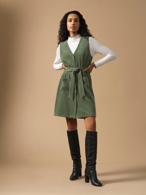 Winter Cord Belted Pinafore...