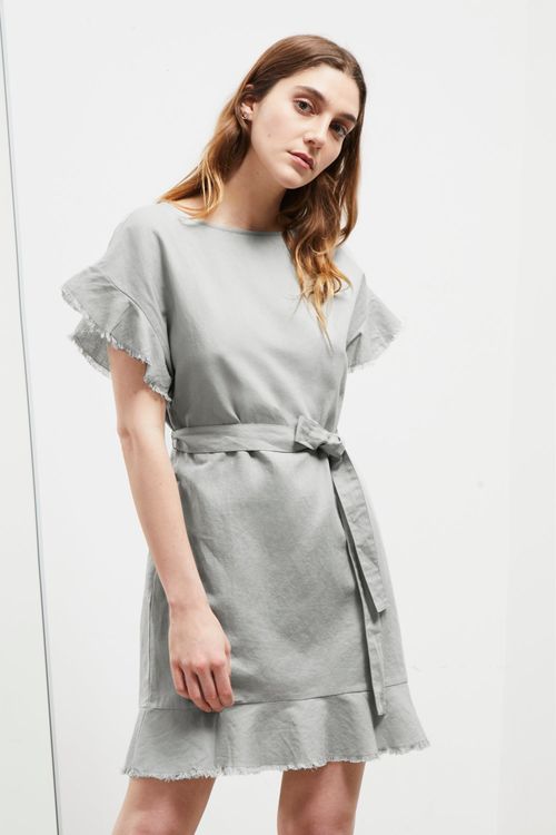 Cotton Linen Frill Dress