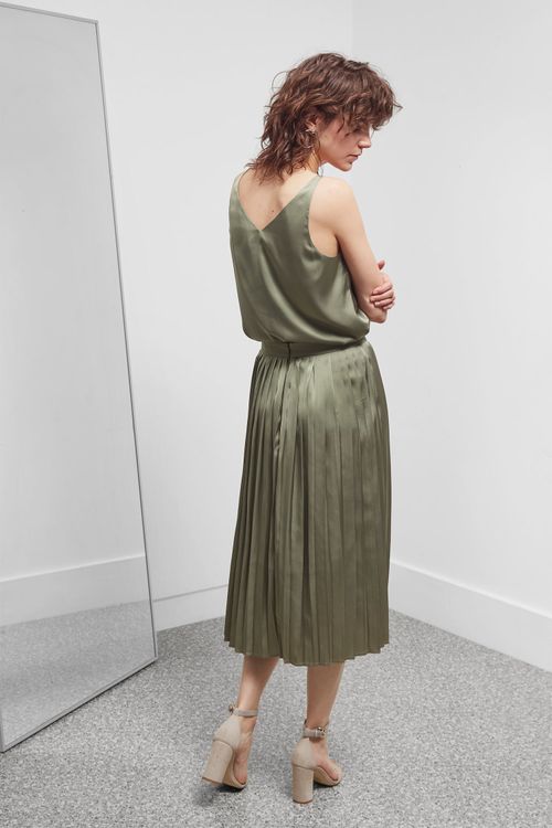 Satin Luxe Pleated Skirt