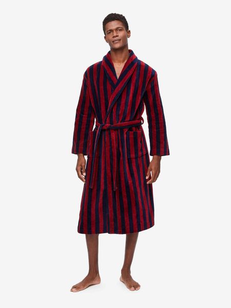 Derek Rose Men's Bathrobe Aston Terry Cotton Red