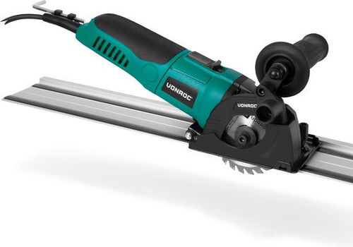 VONROC - Mini-Kreissäge - Handkreissäge - 500W - Ø85mm - mit Führungsschiene - Inkl. 3 Sägeblätter - Schwarz/Grün