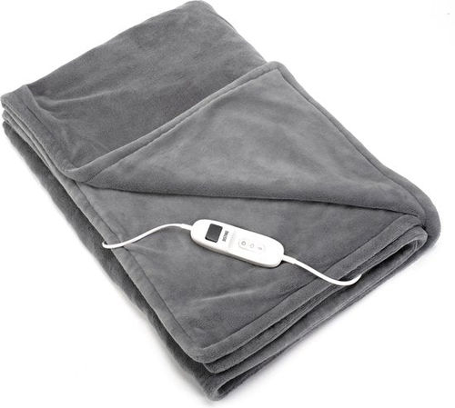 DistinQ Electric Blanket XXL 180x160 cm - 2 Personen-Wickeldecke - 160watt - Automatische Abschaltung - Überhitzungsschutz - 9 Stufen - Wärmedecke - Hellgrau - Energieeffizient -
