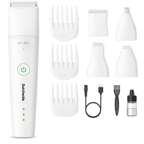 Dutchwide - Schermaschine für Hunde und Katzen - Für dickes Fell - Leise - Kabellos - Trimmer - weiß