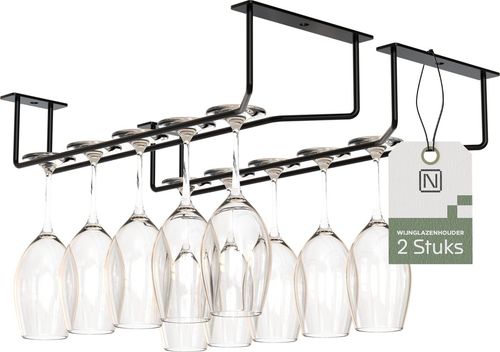 Noswo Weinglashalter - Hängendes Weinglasregal für stilvolle Aufbewahrung - Schwarz