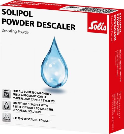 Solis Solipol Pulverentkalker Entkalker Kaffeemaschine - Geeignet für Kapselsysteme, Wasserkocher und andere Geräte - 3x 50 Gramm