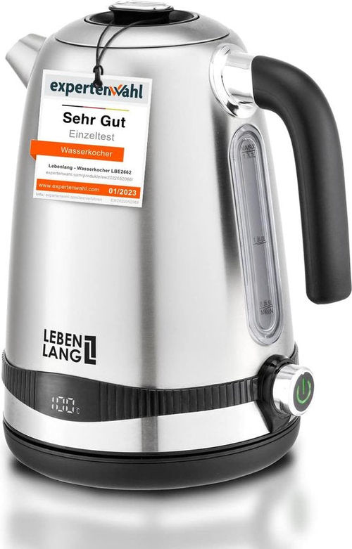 Wasserkocher, Edelstahl, Temperatureinstellung, leise, Temperaturanzeige und Warmhaltefunktion, 1,7 Liter & 2200 W, Wasserkocher, Edelstahl-Wasserkocher, Retro, ohne Kunststoff