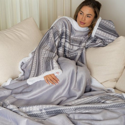 Fleece-Decke mit Ärmeln -...