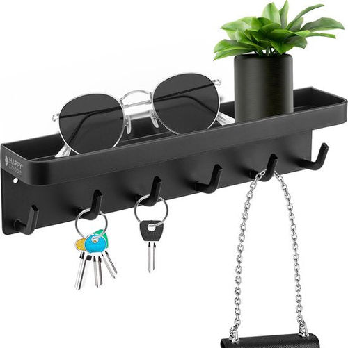 Happy Goods® - Schlüsselbrett - Schlüsselhalter - selbstklebend, magnetisch und schraubbar - rostfreier Stahl - Schwarz