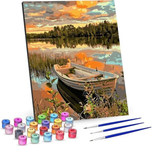 Rubye® Malen nach Zahlen Erwachsene - Boot - mit Rahmen und Staffelei - 40x50cm