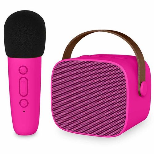 imoshion Karaoke-Set für Kinder und Erwachsene - Bluetooth-Lautsprecher mit drahtlosem Mikrofon - Hot Pink
