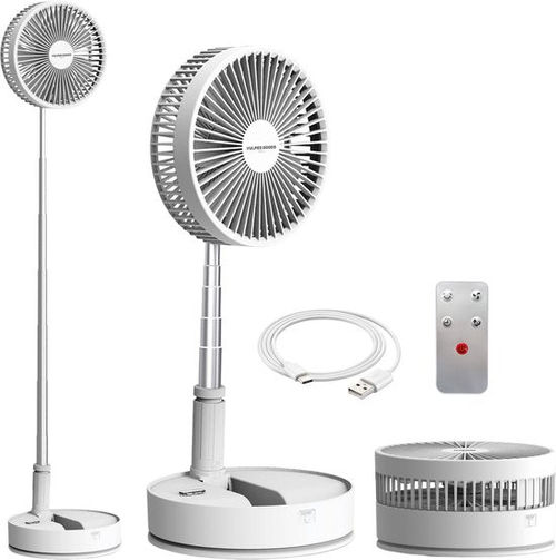 Vulpes Goods® Tech - Kabelloser Stativventilator mit Fernbedienung - 4in1 - Wiederaufladbar & einstellbar - Leise - 12dB - Timer - Tischventilator, Stativventilator, Bodenventilator, USB-Ventilator - PRO Version