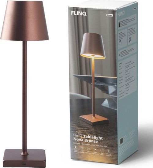 FlinQ Tischleuchte Nova - Wiederaufladbare Tischleuchte - Tischleuchte für das Schlafzimmer - Wiederaufladbar - Dimmbar mit Memory-Modus - 3 Lichtarten - 38cm - Weiß