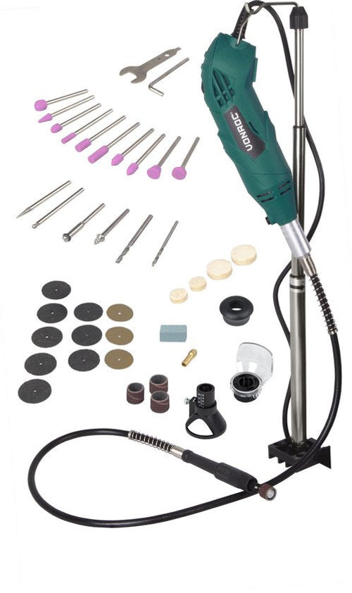 VONROC Multitool - Rotierend - 160W - Inkl. 40 Zubehörteile, 2 Aufsätze, flexibler Schaft und Aufbewahrungstasche