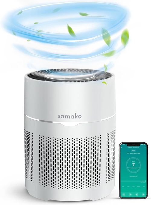 Samako Airflow - Luftreiniger - Hepa 13 pro Filter - Heuschnupfen, Haustierallergien, Hausstaubmilben - Luftqualitätsanzeige - Luftreiniger - Niederländische App - Schlafmodus