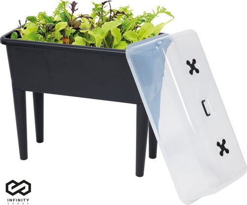 Infinity Goods Growing Table On Legs XXL - Grower - Rechteckig - 76 x 37 x 85 cm - 70L - Outdoor Indoor - Deckel - Schwarz