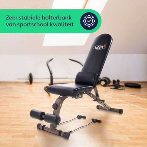 Vita5 Halter Bench - Trainingsbank - einstellbar - 21 Ständer - für Gewichte - inkl. Widerstandsbänder - Trainingsbank wird montiert geliefert