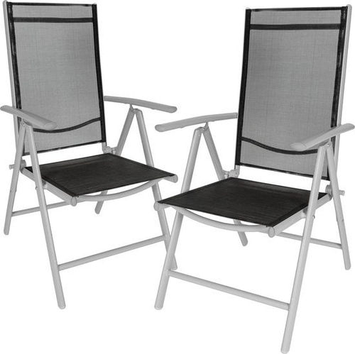 tectake® - 2x Aluminium Gartenstuhl - Standstuhl - Verstellbare Rückenlehne - silber- 401631