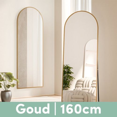 Nolt Pass Spiegel - Spiegel stehend - Wandspiegel hängend - Make up Spiegel - 160 x 60 cm - Gold