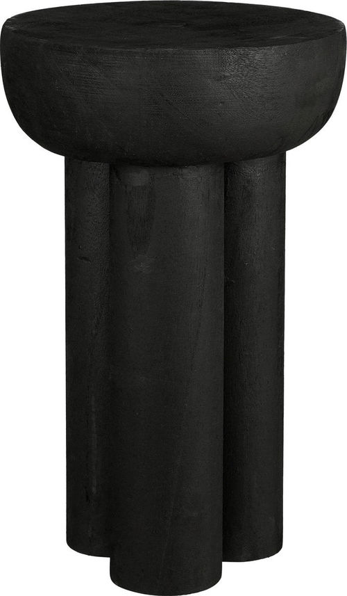 Mica Decorations Latty Beistelltisch - Ø30 x H50 cm - Massivholz Paulownia - Schwarz - Industriedesign