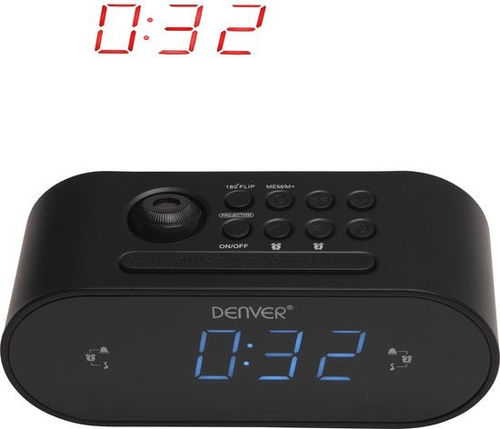 Denver Radiowecker mit Projektion - FM-Radio - 180°-Projektionsuhr - Doppelweckzeit - CRP717 - Schwarz
